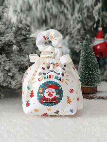 Bolsas de regalo de Navidad con dibujos animados lindos, caja de regalo de manzana de Nochebuena, caja de embalaje de manzana de Navidad, bolsa de regalo de caramelos, bolsas decorativas de Navidad, bolsas de cordón para vacaciones, Navidad - Multicolor - Ver 13
