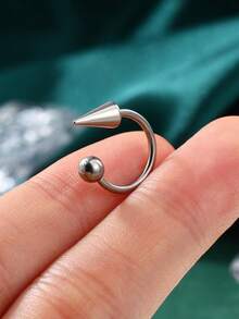 6PCS 8/10/12MM Horseshoe Long Short Spike/Ball Labret Rings, Lip Piercing Jewelry Lip Rings,Steel Septum Helix Conch Piercing Jewelry - Silver - View 7