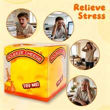 Cheese Shaped Squishy Stress Relief Toy, Square Slow Rebound Squeezable Pressure Release Toy, Portable Pocket Stress Relief Accessory, Popular Sweet Gift Choice For Christmas And Holiday Celebrations - Multicolor - View 3
