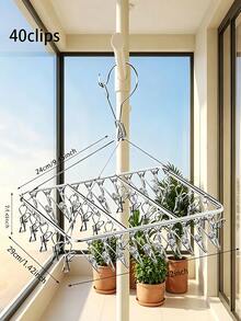 Ever Blooming 20/40 Clips Windproof Drying Rack, Socks & Underwear Hanging Storage Rack, Multi-Functional Hooks, Suitable For Home And Retail Scenarios, Back To School Season Drying Rack, Home Decor - Multicolor - View 4