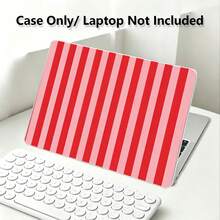 1件式 MacBook 相容保護殼，粉紅與紅色條紋 UV 印刷圖案，筆電保護殼，極簡輕量耐用，相容 MacBook Air Pro 13.3 13.6 14.2 15.3 16.2 吋，適用於 13 吋 Neo 筆電保護殼 A3404 型號/ D14、D16 - 查看 7