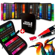 Tongfusop Drawing Pens, Black Pouch 120 Colors Fine Tip Pens, Dual Tip, Professional Watercolor Pens For Adult Painting, Calligraphy, Bullet Journaling, Giftable, Back To School Essential - Sets - View 9