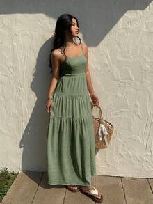 Women Long Dresses - 橄欖綠 - 查看 1