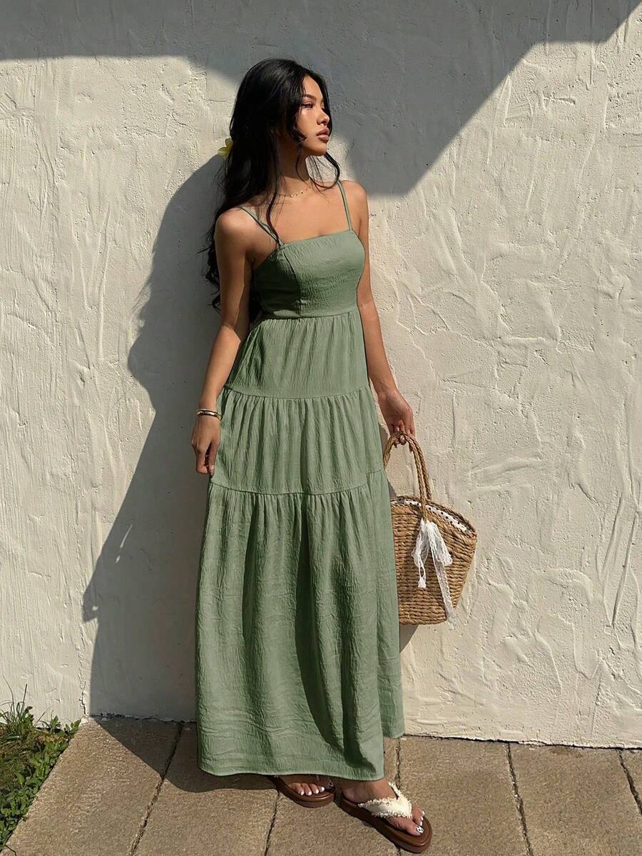 Women Long Dresses - 橄欖綠 - 查看 1