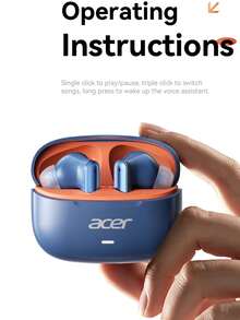 Acer OHR804 無線耳機 藍牙 6.0 入耳式 雙麥克風 清晰通話 降噪 250mAh 充電盒 長電池續航力 相容 Android/iOS 手機 適合運動、跑步與健身 - 查看 4