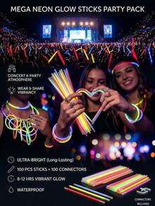 100/50/10/2pcs 8 Inch Glow Sticks, High Quality Ultra Bright Glow Sticks, Lasts 10 To 12 Hours. Suitable For Parties, Gatherings, Bars, Birthdays, Halloween Parties - View 3