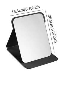 1pc/Set Foldable Makeup Mirror - Desktop Vanity Mirror, Space-Saving Design, Suitable For Bathroom And Dorm, Portable Desktop Mirror, Home Decor And Gift (Black) Portable Small Mirror, Beach Essential, Beach Makeup Storage Essential, Portable Vanity Mirror, Apartment Essential Small Mirror, Dorm Essential Mirror, Bathroom Decor Mirror, School Essential Small Mirror Supplies - Black - View 9