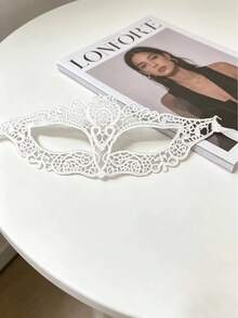 1/3/5件多款蕾絲化裝舞會面具 女款 可調節肩帶威尼斯半臉面具 Cosplay道具 適用萬聖節、嘉年華、聖誕節、情人節派對 - 白色 - 查看 14