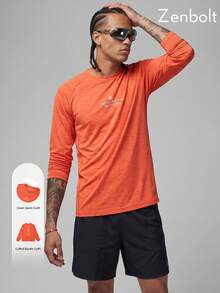 Zenbolt Men's Crew Neck Long Sleeve Top, Raglan Sleeve Cut, Chest Slogan Letter Print,Heather Soft Fabric, Slim Fit For Daily Casual Matching - Red - View 1