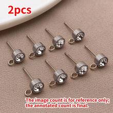 2Pcs 14/15/16mm Stainless Steel Gold Color Zirconia Stud Earrings Post With Hook For DIY Earring Making Jewelry Findings Wholesale - Multicolor - View 23