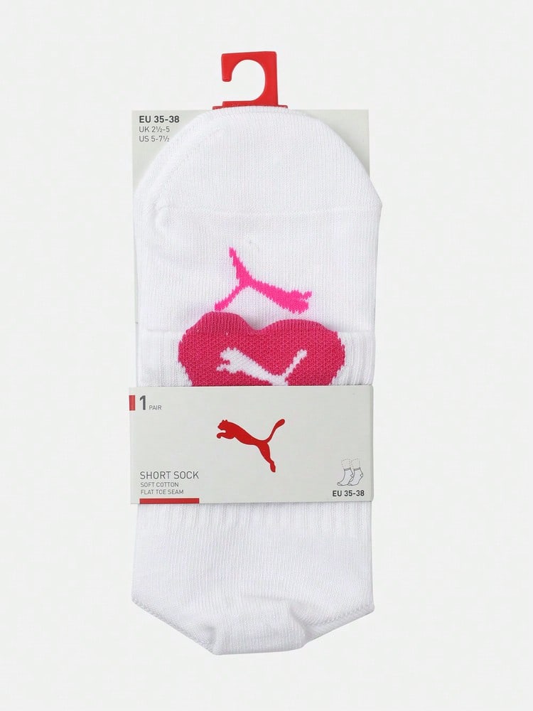 Puma Women's Mid-Calf Socks - White - Sports Socks 95203501 - White Pink - View 1