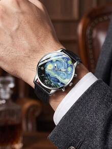 SOKI SOKI Montre pour hommes style business décontracté industriel, cadran rond à échelle mixte, montre à quartz avec affichage électronique et à aiguilles, convient pour le port quotidien, la rentrée scolaire, cadeau d'anniversaire, également un choix idéal pour les amis, sans boîte de montre incluse. - Noir - Voir 3