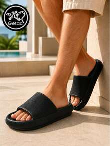 GETAC Sandalias de Mujer Sandalias Hombre, PLATAFORMA 4cm Chanclas mujer Unisex Suela Gruesa Impermeable Cómodas - Negro - Ver 2