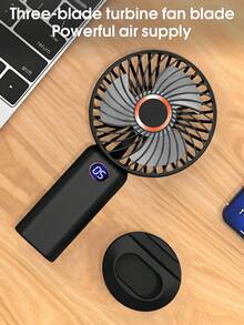 1200mAh 3合1便攜式手持電風扇，戶外冷卻，靜音，可充電，5段風速，即時電量顯示，USB充電，可折疊，個人電風扇 - 多色的 - 查看 7