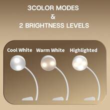 VOLACI 1pc 4LED Clip-On Book Light, Black/White Optional, Eye-Protection Reading Lamp, 3-Level Color Temperature + Brightness Adjustment, Portable Mini Clip Light (Battery Not Included) - multicolor - View 8