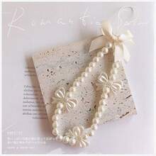 Cream Pearl Bow Phone Lanyard, Handmade Beaded Wrist Strap, Cute Ins Style Phone Decor, Universal Anti-Lost Phone Chain For All Phone Cases, Multi-Use Accessory As Keychain, Bag & CCD Camera Pendant, Sweet Girly Bow Design, Glossy Pearl Texture, Perfect Gift For Women, Mom, Friends, Ideal Present For Birthday & Holiday, Portable Short Wrist Strap For Daily, Travel And Party - Multicolor - View 3