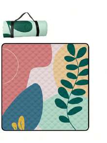 79*79 Inch Foldable Picnic Blanket | Soft Thick Layered Design, Floral Fruit Print, With Carrying Handle, PU Coated Oxford Fabric Material, Machine Washable - Suitable For Beach, Park, Camping, Travel - Multicolor - View 12