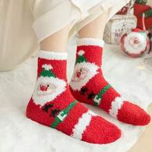 5 Pairs Plush & Fun Christmas Socks, Warm & Elastic For Winter, Novelty Colorful Tube Socks, Unisex - Multicolor - View 4