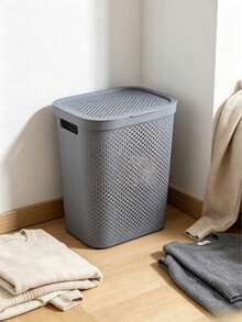 Large-Capacity 38L Rattan-Style Laundry Basket With Lid And Breathable Design. It Is Moisture-Proof And Durable, Ideal For Storing Dirty Clothes And Sundries To Keep Your Home Tidy. - View 1