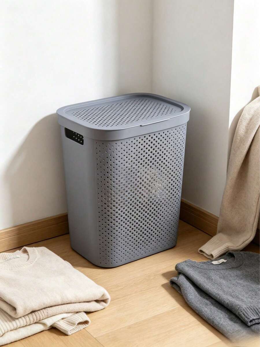 Large-Capacity 38L Rattan-Style Laundry Basket With Lid And Breathable Design. It Is Moisture-Proof And Durable, Ideal For Storing Dirty Clothes And Sundries To Keep Your Home Tidy. - View 1