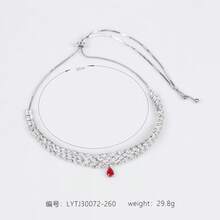 1件裝 銀色/紅色女款項鍊，鑽石項鍊，女性珠寶，適合女性/新娘/伴娘/假期、派對、婚禮、宴會穿著，女性時尚珠寶，項鍊，禮物 - 項鍊 - 查看 5