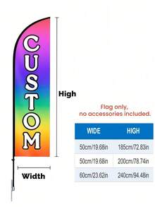 [Custom] 定製刀旗、旗幟套裝、定製旗幟、定製橫幅、沙灘旗，高品質聚酯纖維，鮮豔色彩，適用於戶外行銷、活動、商業 (78.74*19.69 英吋，單面旗幟，不含旗桿，底座另售) - 彩色 - 查看 2