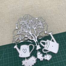 Tree-Shaped Metal Die-Cut Set, Tree Planting And Watering Can Frame Cutting Molds, DIY Photo Decoration Templates, Embossed Paper Molds, Suitable For Scrapbooking And Card Making. - Silver-white - View 6