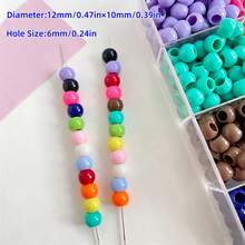 100pcs 10x12mm Acrylic Smooth Large Hole Beads, Random Mixed Color Beads For Jewelry Making, DIY Bracelets, Necklaces, Bag Charms, Handmade Crafts, Meet Your Design Needs - Multicolor - View 4