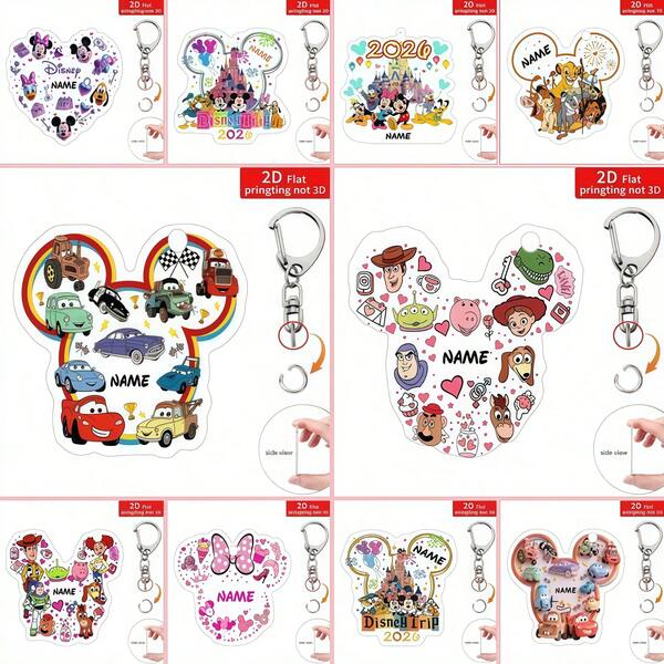 2D Flat 1pc Story, Animals, Racing Team, And Duck, Fireworks, Castle, Personalized Keychain Pendant, Dreamy Theme Acrylic Decorative Chain, Creative Bag Charm, Car Pendant, Cute Keychain, Pink Keychain, Holiday Gift