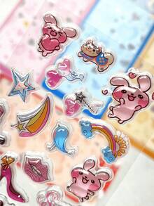 20pcs Original Q-Lia 3D Puffy Epoxy Stickers Kawaii Cartoon Raised Bubble Sticker DIY Journal Phone Case Kids Toy Decoration - Multicolor - View 2