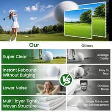 Golf Simulator Impact Screen, HD Projection Golf Hitting Screen With Grommets & Bungee Cords, Heavy Duty 300D Polyester Practice Screen With Storage Bag For Home Indoor & Outdoor Golf Training - 9.8 x 8.5 ft - View 3