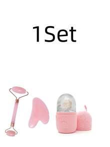 2/3pcs/Set Facial Beauty Gua Sha Massage Ice Mask Tool, Roller Massage Body Scraping Board Pink Tool Massage Tool Set, Body Clearing Facial Beauty Lifting Massage And Face Roller Gua Sha Set - Pink - View 6