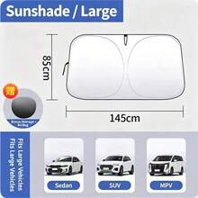 1pc Foldable Reusable Car Front Windshield Sun Shade, Sturdy Metal Frame, Black Blackout Design, Heat-Insulating Car Sun Shade, Essential Summer Accessory, Effectively Blocks Sunlight And Lowers Interior Temperature - A - View 6
