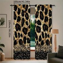 2pcs Leopard Print Curtains - Animal Print Semi-Sheer Curtains With Rod Pocket Design, Modern Wild Style Bedroom Living Room All-Season Home Decor - Easy To Clean Fabric (Suitable For Halloween And Christmas Decoration) - Contemporary Wildlife Theme, Bedroom Living Room Home Decor Window Curtain Panels - Multicolor 3 - View 15