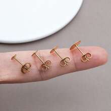5pcs/Lot Gold Stainless Steel Earring Studs Blank Post Base Pins With Earring Plug Findings Ear Back For DIY Jewelry Making Accessory - Gold - View 4
