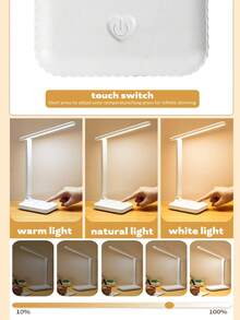 LED Desk Lamp Eye-Protection Touch Dimmable 3-Color Reading Light Student Dorm Bedroom Home Use USB Rechargeable With Battery - Rechargeable model - View 6
