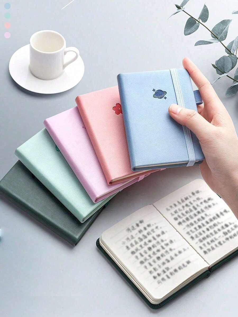 4/2/1pc Fresh Macaron Color Pocket Notebook, Rectangular Portable Small Notebook Design, Elastic Band + Pen Holder Design, Carry-On Recording And Memo Writing, Student Portable Notebook, Travel Journal, Office Pocket Memo, Girly Creative Gift, Daily Carry-On Note, All-Season Stationery - Multiple Styles - View 1