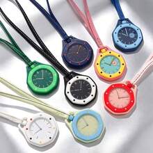 ZOEA 1 pieza Reloj Colgante Octagonal Creativo, Llavero de Cuarzo Multifuncional con Correa, Colgante de Bolso y Mochila, Accesorio de Moda, Regalo Ideal para Amigos en 8 Colores - Blanco - Ver 7