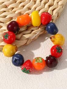 NAIZHU 1/2pcs Fashion Creative Colorful Y2K Dopamine Resin Fruit Necklace Strawberry Apple Necklace Daily Party Accessory - Multicolor - View 12