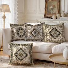 4 pièces Taies d'oreiller/housses de coussin imprimées sur un seul côté avec motif de tapis persan géométrique bohème, taies d'oreiller décoratives pour ambiance multi-scènes convenant au salon, canapé, chambre à coucher, insert d'oreiller non inclus - Multicolore - Voir 6