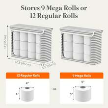 Lifewit 22L Toilet Paper Storage Holder For 9 To 12 Rolls, Foldable Fabric Toilet Paper Basket With Lid, Freestanding Bathroom Tissue Storage And Organization For TP, Towels And Toiletries, Gray - White - View 2