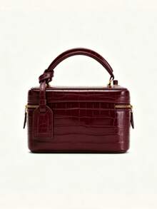 JW Box Bag 鱷魚壓紋女款時尚通勤方包 單肩斜跨兩用小方包 小眾設計手提包 - 酒紅色 - 查看 5