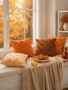 Homemorelove 1/2pcs Autumn Home Decor Throw Pillow Covers, 3D Large & Small Pumpkin Pattern Embroidered Plush Pillowcases, Polyester, Invisible Zipper, No Pillow Insert, Suitable For Living Room, Bedroom, Sofa, Thanksgiving, Halloween Atmosphere Decoration - orange - View 7