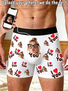 1pc Men's Underwear, Supports Custom Image And Pattern Customization, Personalized Gift For Boyfriend Or Husband - White - View 3