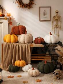 1 Stück Stücke Herbst-Kürbis-Kissen, Halloween-Dekokürbisse, weich gefüllte Erntedekoration, ideal für Esstische, Regale, Sofas und Kaminsimse, Thanksgiving-Heimdekoration - Gelb - Übersicht 7