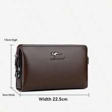 Men's Large Long Leather Clutch Wallet Passport Business Phone Case Credit Card Holder Wallet Casual Anti-Theft Password Lock Handbag RFID Blocking - Brown - View 6