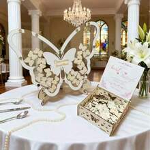 Elegant Butterfly Theme Guest Book Alternative Set - Suitable For Weddings, Graduations And More - Wooden Butterflies, Stand And Decorative Box - Princess Party And Holiday Decor - View 3