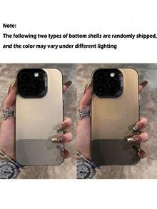 1PC Full Screen Cherry Pattern Silver Shell Protective Case For Women, Compatible With Apple 17Promax/16Pro/15plus/14Pro/13Promax/12Pro/11, Creative Minimalist Design For Men - Multicolor - View 6