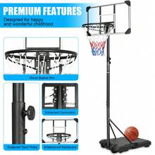 Portable Basketball Goal System With Stable Base And Wheels, Use For Indoor Outdoor Teenagers Youth Height Adjustable 5.6 To 7ft Basketball Hoop 28 Inch Backboard - Transparent + Iron - View 3