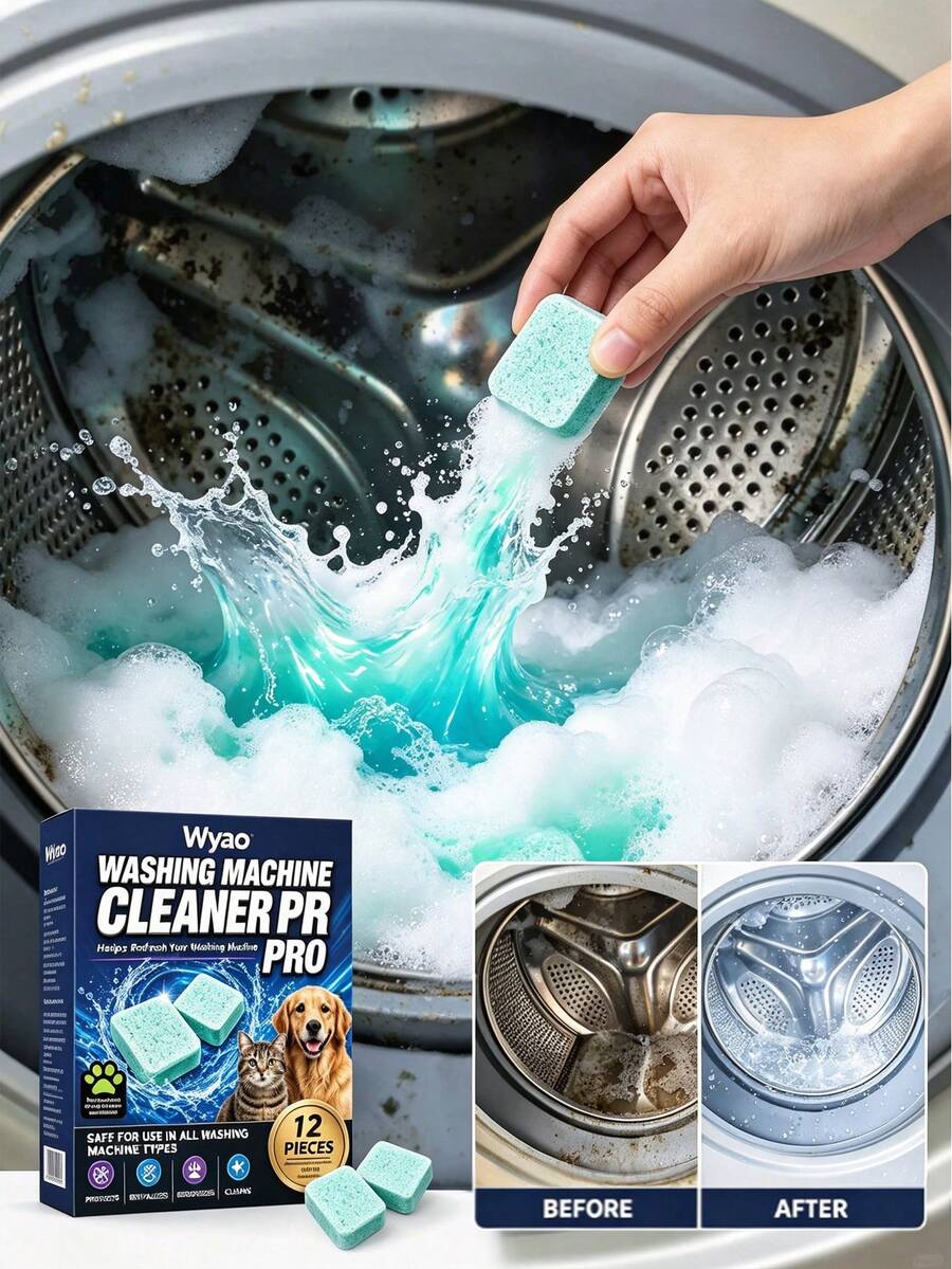 OUHOE Washing Machine Cleaning Tablets, Bathroom Living Room Balcony Remove Limescale, Residue, Dirt, Rust And Odor, Deep Cleaning, Extra Large Pack, Deep Cleaning Washing Machine Cleaner, Back To School Gift, Gift For Family And Friends Holiday Gift (Randomly Sent New And Old Models)